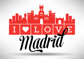 I Love Madrid Skyline Design