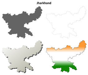 Jharkhand blank detailed outline map set