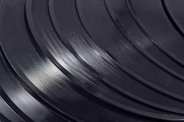 Old vinyl records close up