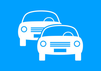 White car icon on blue background