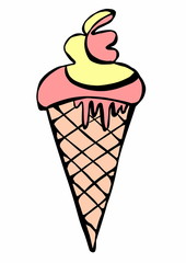 doodle ice cream with cone