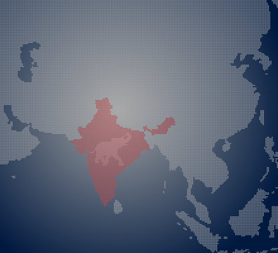 India Pixel Map with an outline of elephant
