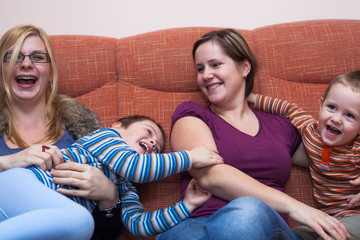 Happy women with children