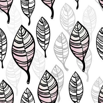 Watercolor stylized leaves seamless pattern