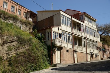 Fototapeta na wymiar Building in old Tbilisi