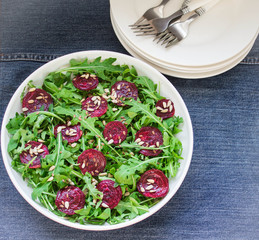 salad of arugula with roasted beets