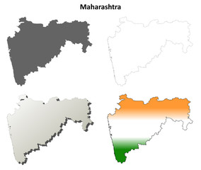 Maharashtra blank detailed outline map set