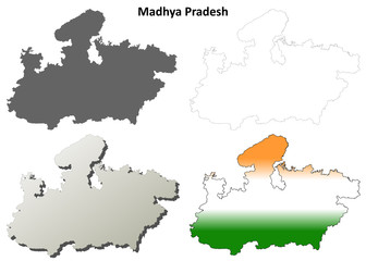 Madhya Pradesh blank detailed outline map set