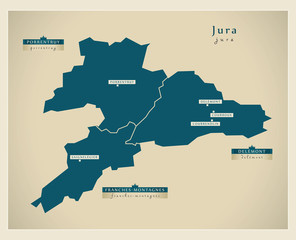 Moderne Landkarte - Jura CH
