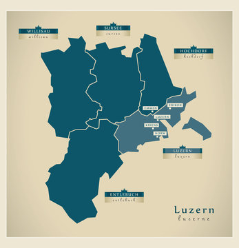 Moderne Landkarte - Luzern CH