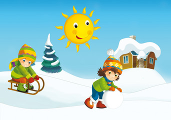 Winter cartoon illustration for the children