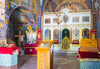 The altar and iconostasis of Holy Trinity Church, Rezevici Monastery, Katun Rezevici, Montenegro