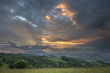 sunset in mountains