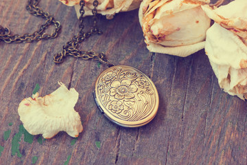 vintage bronze medallion close up