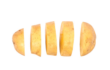 Slice potato on white
