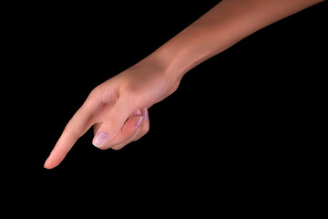woman's finger pointing or touching