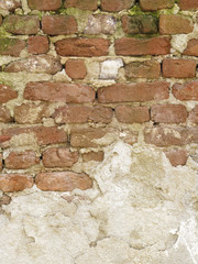 Old peeled brick wall