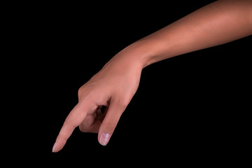 woman's finger pointing or touching