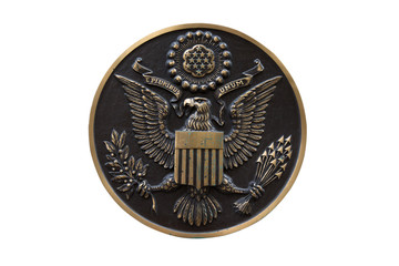 Bronze seal of the United States isolated on white background