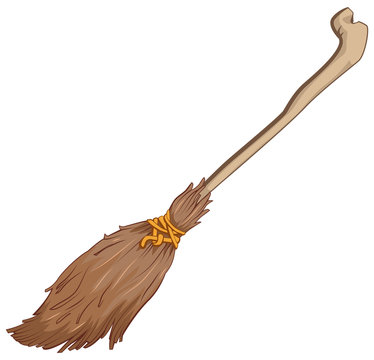 Old broom. Illustration isolated in vector format
