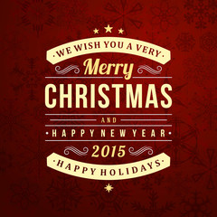 Merry Christmas message and light background with snowflakes
