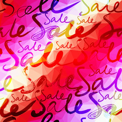 Transparency inscription Sale on geometric background.