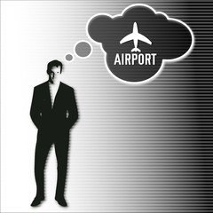 businessman thinks on airport