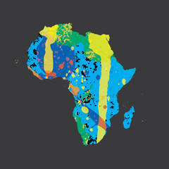 Illustration of a colourfully filled outline of Africa