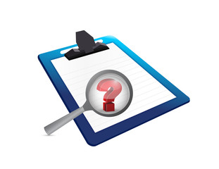 question mark search and clipboard. illustration