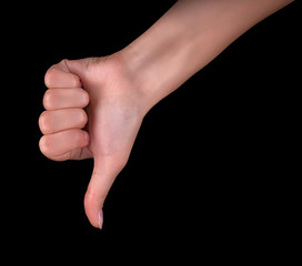 Disapproval - thumbs down hand sign