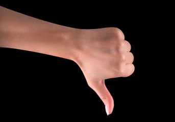 Disapproval - thumbs down hand sign