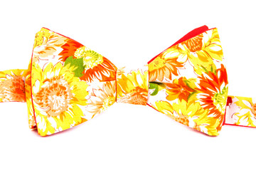 summer flower print bow tie isolated on white background