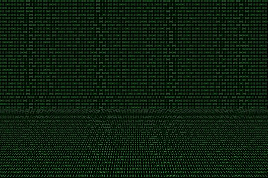 green binary computer code on black background