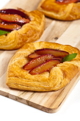 Plums pastries. Selective focus.
