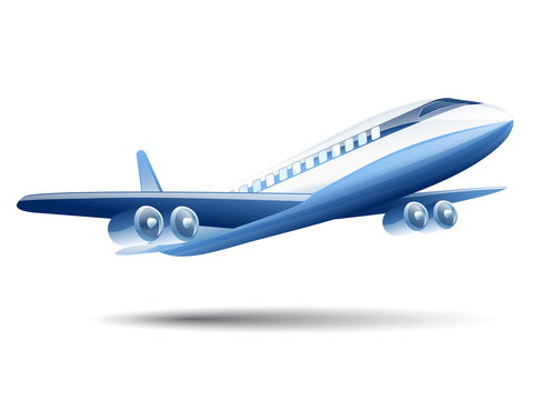 blue airplane on a white background