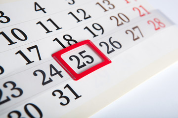 calendar days with numbers close up