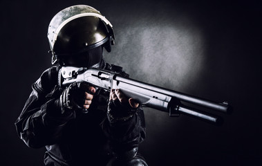 Spec ops soldier with shotgun