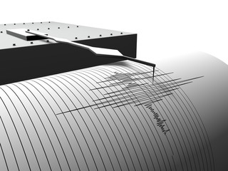 Aardbeving meten met een seismograaf - obrazy, fototapety, plakaty