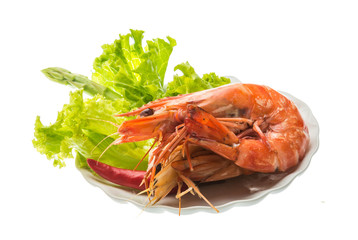 Boiled king prawns