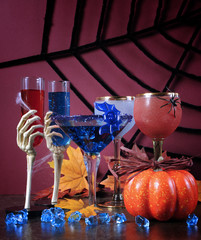 Fototapeta na wymiar Happy Halloween ghoulish party cocktail drinks.