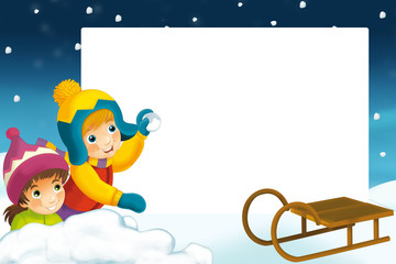Fototapeta premium Christmas frame - illustration for the children