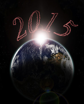 dawn of year 2015 on earth -Elements of this image furnished by