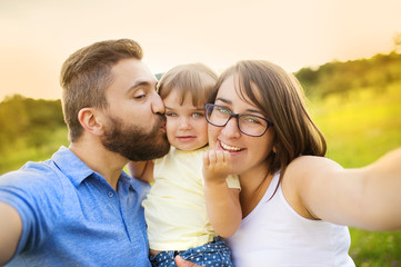 Family taking selfie