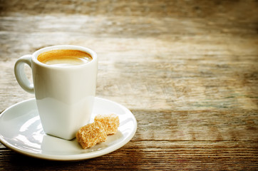 cup espresso coffee with cane sugar