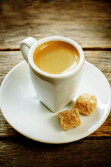 cup espresso coffee with cane sugar