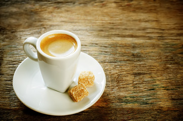 cup espresso coffee with cane sugar