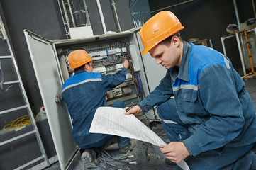 two electrician workers
