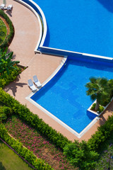 summertime - swimming pool bird's eye view