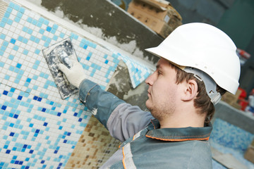 tilers at industrial floor tiling renovation