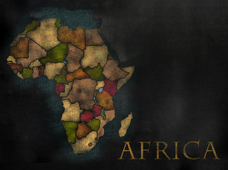Africa African Continent map in colorful chalkboard style with C